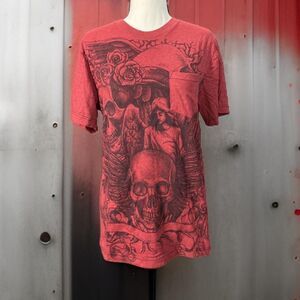 Unisex Aces & Idols, Skull & Rosses, Gothic Red Tees